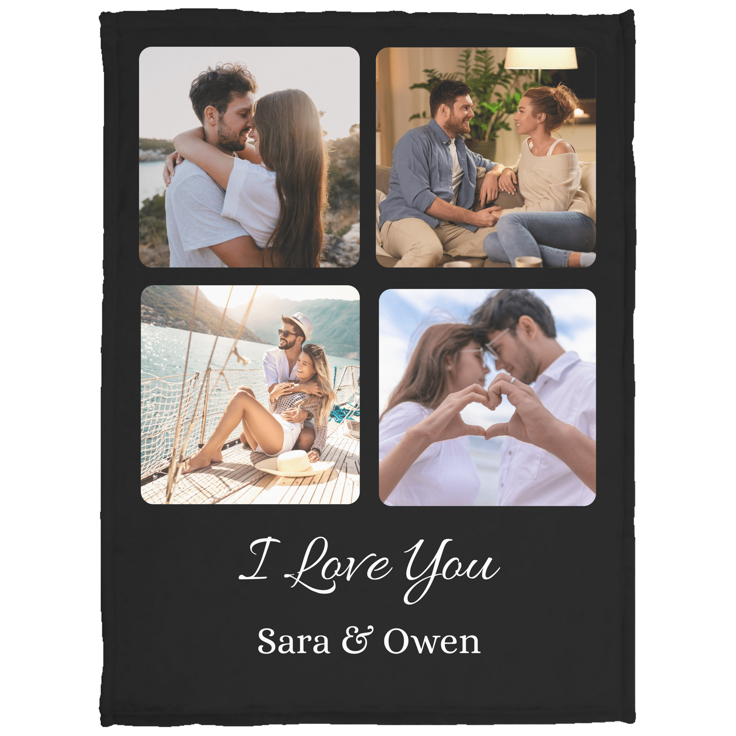 Personalized 4 Photo Couple Photo Blanket