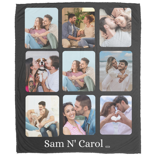 Personalized 9 Photo Couple Blanket